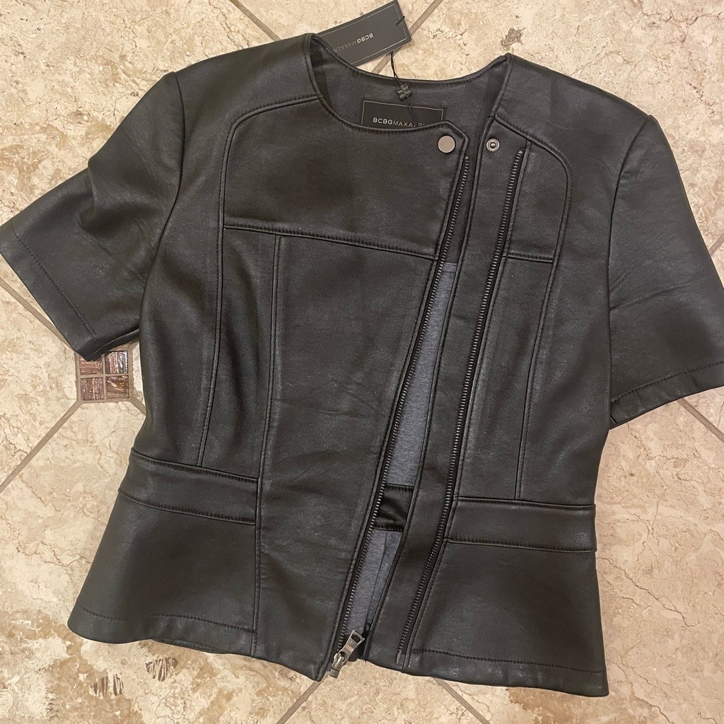 Bcbgmaxazria Vintage Leather Zipper Top